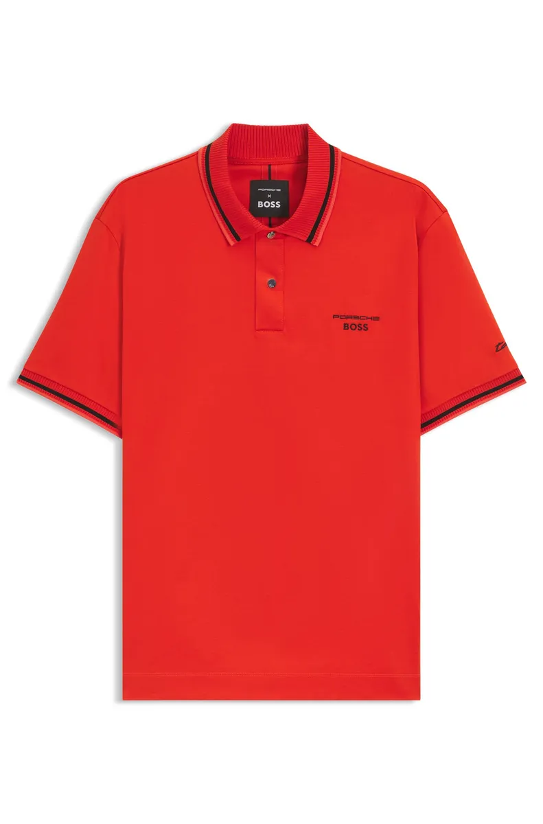 BOSS Porsche x BOSS Áo polo cotton kiểm soát độ ẩm