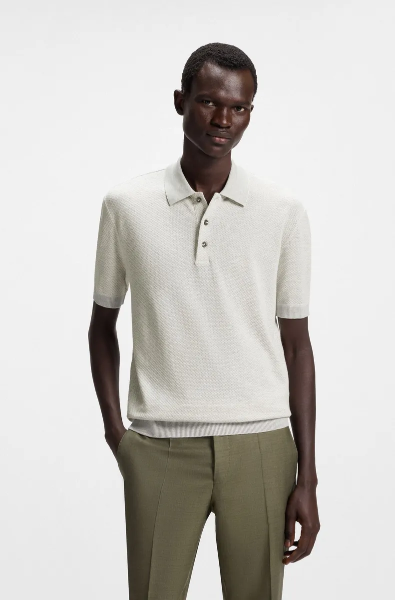 Áo polo dáng slim-fit vải cotton mercerised