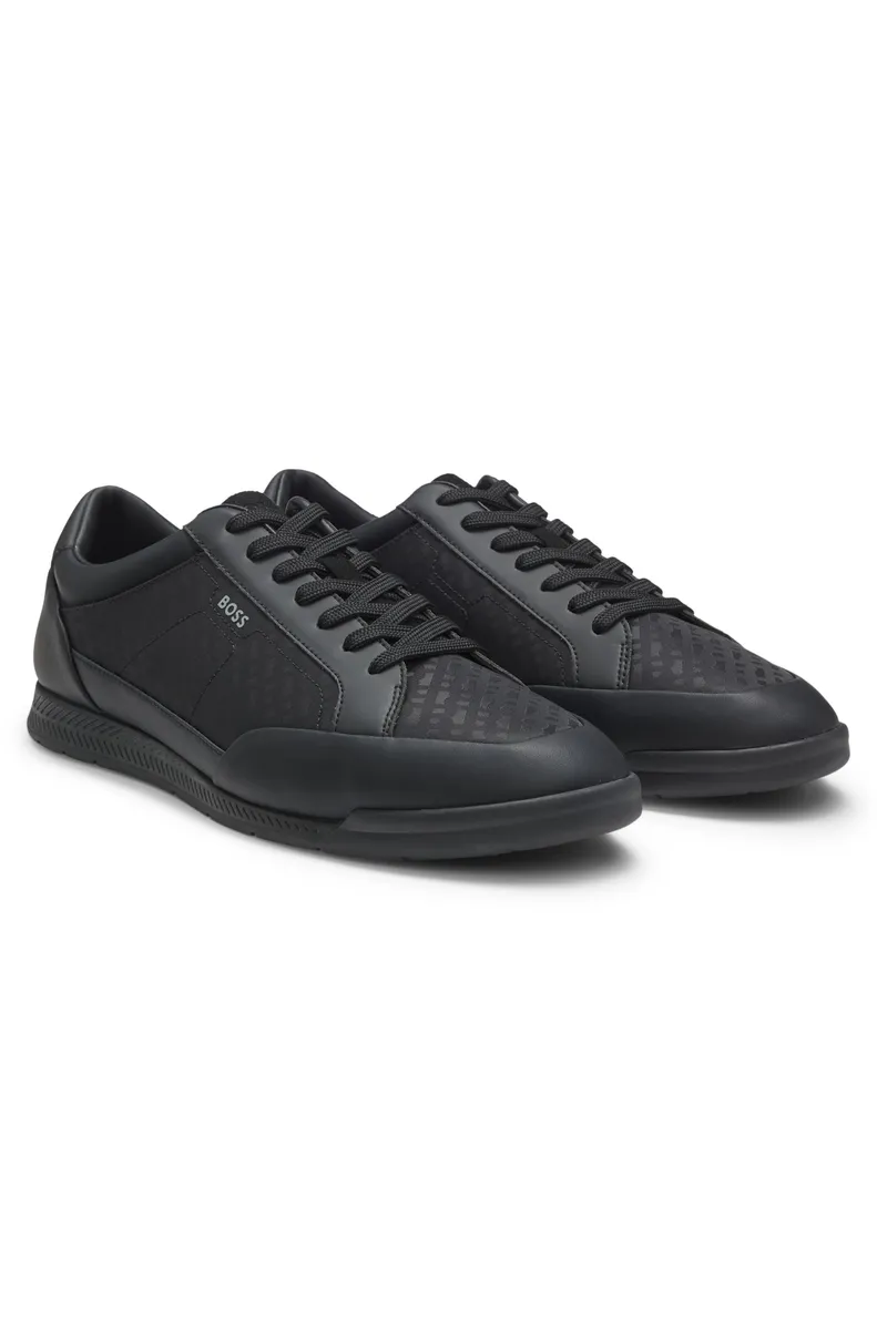BOSS | Giày thể thao viền da họa tiết monogram jacquard