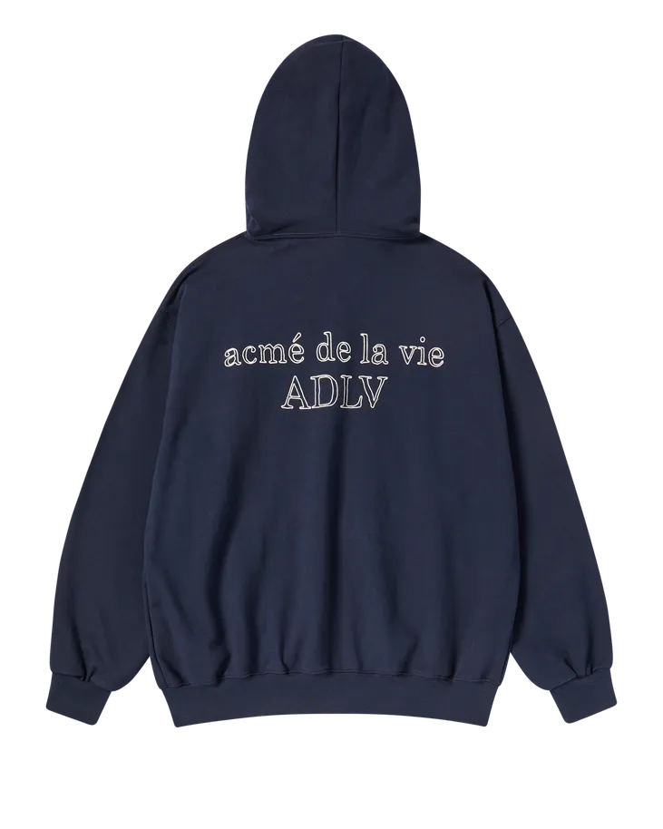 Acme De Lavie | Áo Hoodie kéo khóa Border Line Basic Logo Xanh