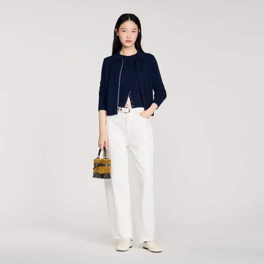 Áo khoác cardigan kẻ sọc bằng len và cashmere