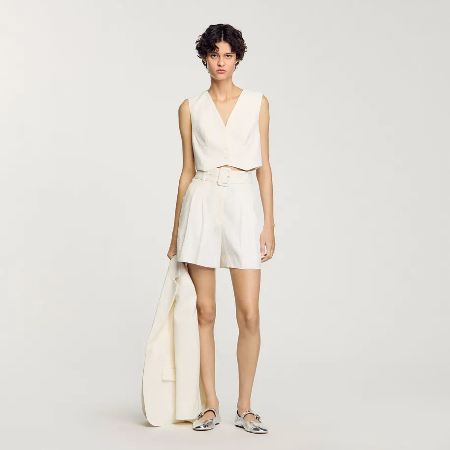 Quần short cạp cao đính sequin