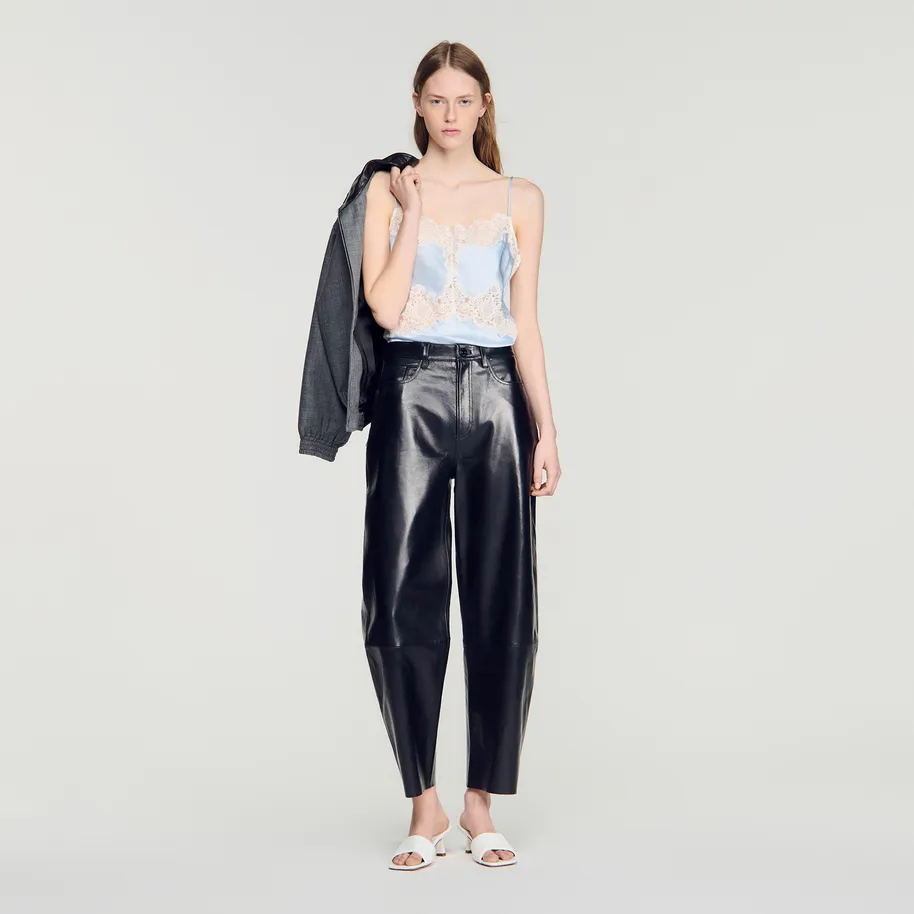 Áo lụa satin phối ren